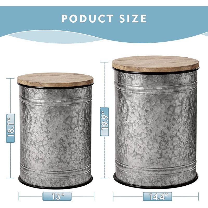 Williston Solid Wood Drum End Tables with Storage Wayfair